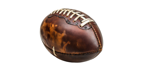 Vintage Leather Football. Classic Sports Equipment Symbolizing Tradition And Heritage Isolated On Transparent Background