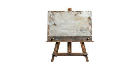 Vintage Wooden Easel With Blank Canvas. Artistic Potential And Creative Expression Isolated On Transparent Background