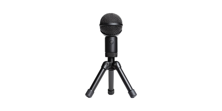 Microphone Tripod Stand. Ideal For Podcasting And Audio Recording Isolated On Transparent Background