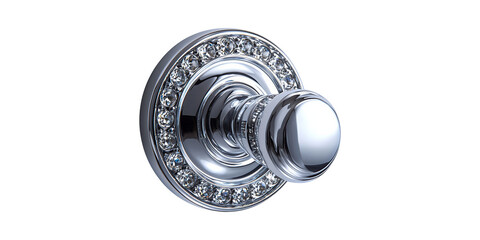 Obraz premium Luxurious Crystal-Embellished Chrome Door Knob. Elegant Home Decor Accent Isolated On Transparent Background