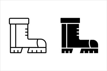 rain boots line icon on white, Rubber Boots icon vector illustration. rubber boot icons collection. waterproof footwear icon, cowboy boots shoes, Sneakers, Shoes, Boots Footwear 