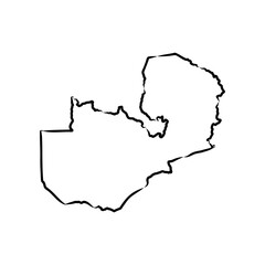 Zambia Map. Zambian Country Map. Black and White