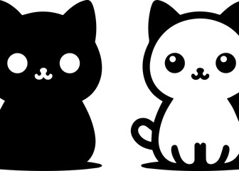 Cute Playful Cat Silhouette Vector Illustration