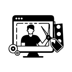 video editor icon, video editor silhouette vector illustration-Editable Vector Art of video editor,video editor vector