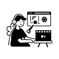 video editor icon, video editor silhouette vector illustration-Editable Vector Art of video editor,video editor vector