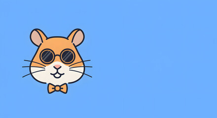 Obraz premium Cool Hamster with Sunglasses and Bow Tie on a Blue Background