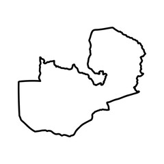 Zambia Map. Zambian Country Map. Black and White