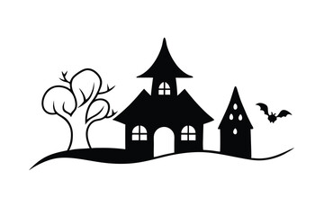 halloween  castle in the forest