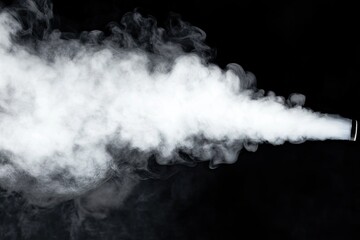 Dense white vapor cloud against a black background