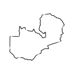 Zambia Map. Zambian Country Map. Black and White