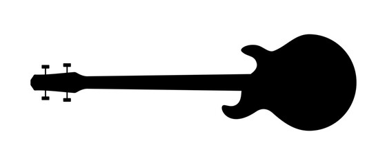 Bass guitar silhouette. Classical stringed musical instrument with retro design capabilities as well jazz compositions