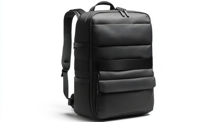 Naklejka premium Minimalist business backpack with clean lines, padded compartments, and weather-resistant material, isolate on white background