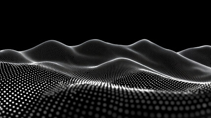 Abstract digital wave of particles flows across a dark background, symbolizing futuristic technology, data movement, AI intelligence, and the interconnected fabric of modern communication systems.

