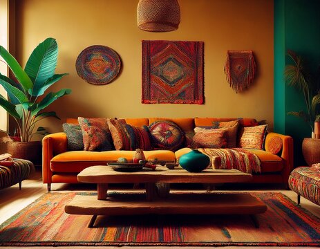 Bunte Boho-Oase: Wohnzimmer mit Farben, Pflanzen und Pers&ouml;nlichkeit