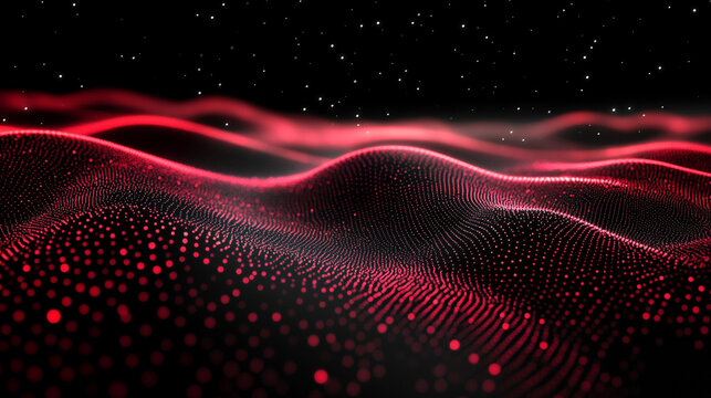 Abstract digital wave of particles flows across a dark background, symbolizing futuristic technology, data movement, AI intelligence, and the interconnected fabric of modern communication systems.

