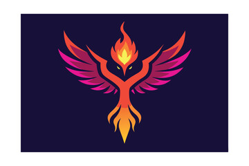 Neon Phoenix Rising From Glitch Flames