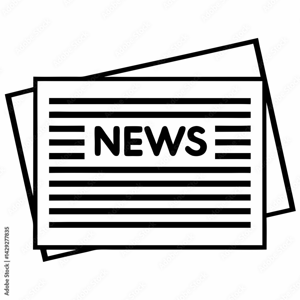 Poster newspaper icon symbolizing information media with simple flat design and editorial theme