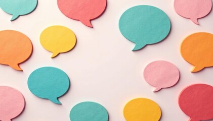 Pastel rainbow speech bubbles seamless pattern, communication, colorful bubbles