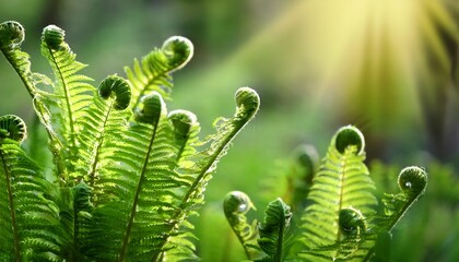 Fototapeta premium close up botanical background of fern sprouts
