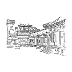 Palace complex in Forbidden city in central Beijing, landmark of China.