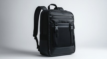 Professional laptop backpack with ergonomic back support, anti-theft compartments, and sleek design, isolate on white background