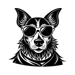 Cool Dog Head Silhouette with Sunglasses Vector – Stylish Pet Icon Illustration, Cool Dog Vector, Dog with Shades, Pet Silhouette Art
