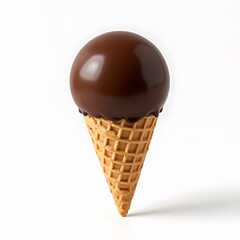 Food Photography Chocolate Coated Vanilla Ice Cream Waffle Cone Smooth Covered Creamy