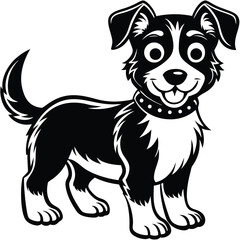 Cute Cartoon Style Dog Silhouette Vector Illustration with Clean Lines and Playful Expression on White Background,  Cartoon Dog Vector, Cute Puppy Clipart, Pet Silhouette Art
