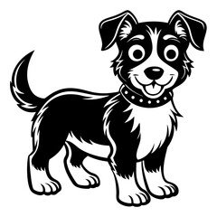 Cute Cartoon Style Dog Silhouette Vector Illustration with Clean Lines and Playful Expression on White Background,  Cartoon Dog Vector, Cute Puppy Clipart, Pet Silhouette Art
