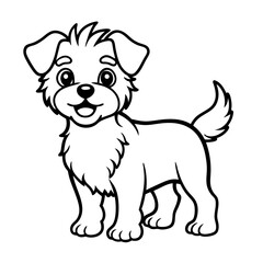 Cute Cartoon Style Dog Line Art Vector Illustration with Playful Expression and Clean Lines on White Background, Cartoon Dog Lineart, Puppy Vector Art, Playful Pet Drawing

