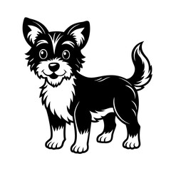 Cute Cartoon Style Dog Silhouette Vector Illustration with Clean Lines and Playful Expression on White Background,  Cartoon Dog Vector, Cute Puppy Clipart, Pet Silhouette Art



