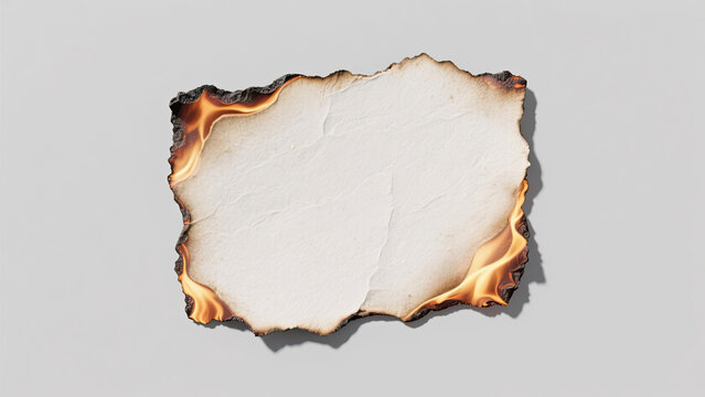 Realistic Burnt paper edge isolated on solid background. Burning edge paper texture. Ideal text,