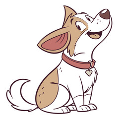 Cute Cartoon Dog Vector – Flat Colors, Clean Lines, Playful Expression, Cartoon Dog Vector, Cute Puppy Clipart, Playful Pet Illustration
