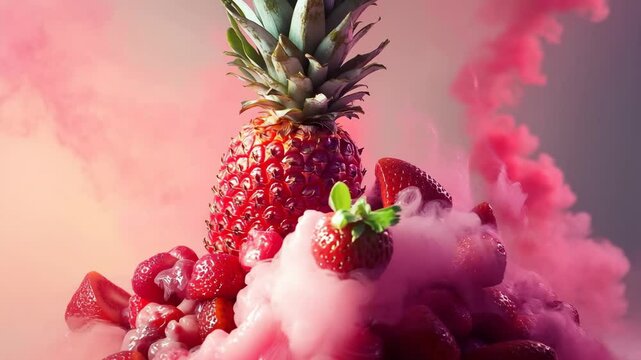 Vibrant pineapple and strawberry