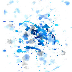 Fototapeta premium Blue and grey watercolor splash with a transparent background