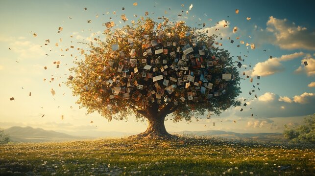 Photographic memory representation: A tree whose leaves are personal photographs