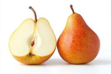 Ripe Pears with Cross-Section and Smooth Skin