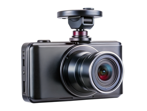 A high resolution shot of a sleek black car dashboard camera