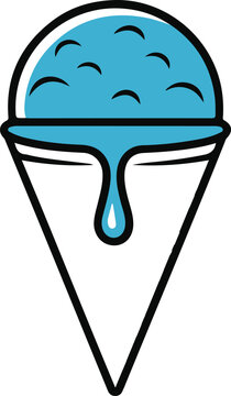 Simple Snow Cone Icon With Blue Syrup And Dripping Sweetness Illustration
