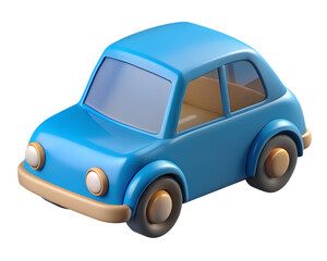 Blue cartoon car 3d render minimalist design isolated on black background childrens illustration automotive fun driving