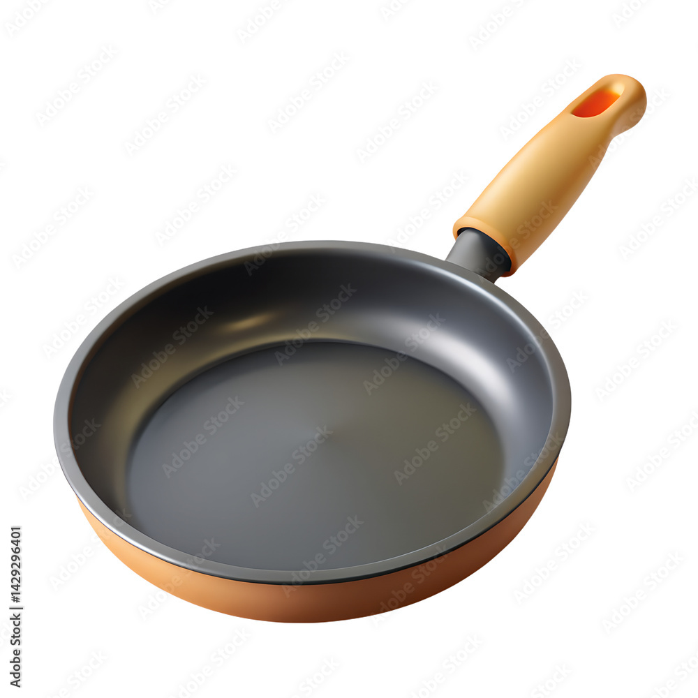 Poster high angle view of empty frying pan isolated on black background for culinary themes