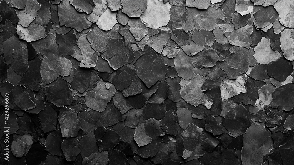 Poster abstract black and white geometric pattern of squares and rectangles forms a chaotic yet structured 