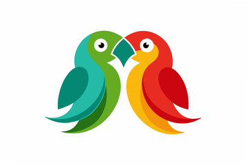 two parrots on a white background