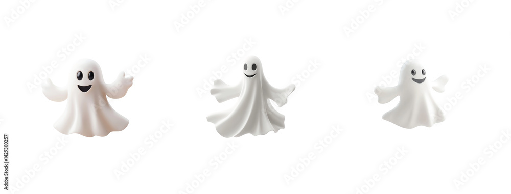 Aufkleber ghosts with outstretched hands in different playful poses 3d form
