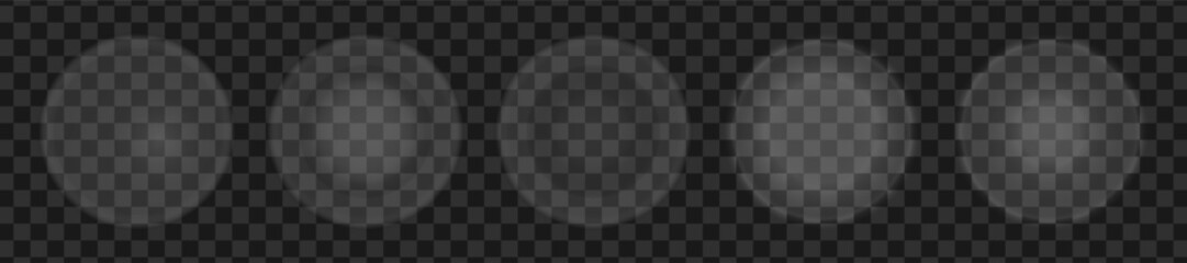 Light transparent circles overlay shadow tint effect, Artificial intelligence ai, Set of round abstract translucent buttons white color, Vector illustration.