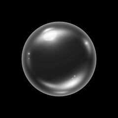 Glass realistic ball 3d, Soap air bubble foam with glare and glow, Vector illustration.