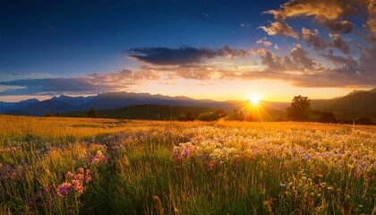 Fototapeta premium sunset over meadow