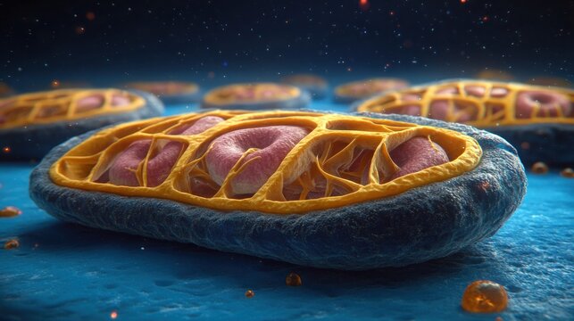 Detailed microscopic view of a bacterial cell's internal structures.