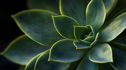 Succulent Close-up: A captivating close-up shot of a succulent plant, showcasing the intricate details of its fleshy, green leaves and unique spiral pattern.