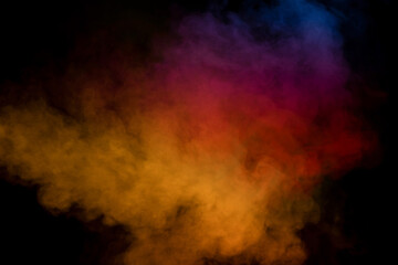 Purple and blue steam on a black background.